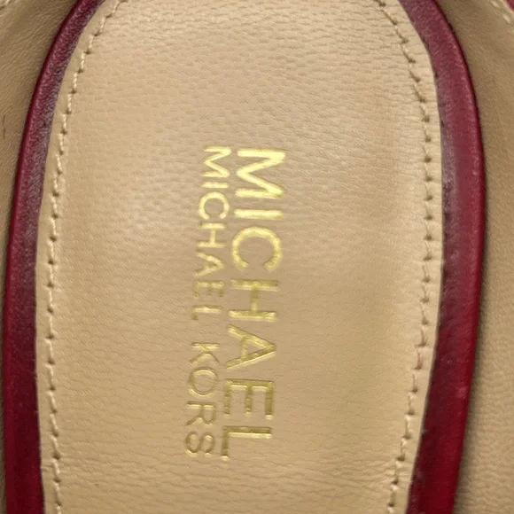 Michael Kors Halle Mule Pump Deep Red Leather Heels | Size 6M | New With Box - Picture 9 of 11